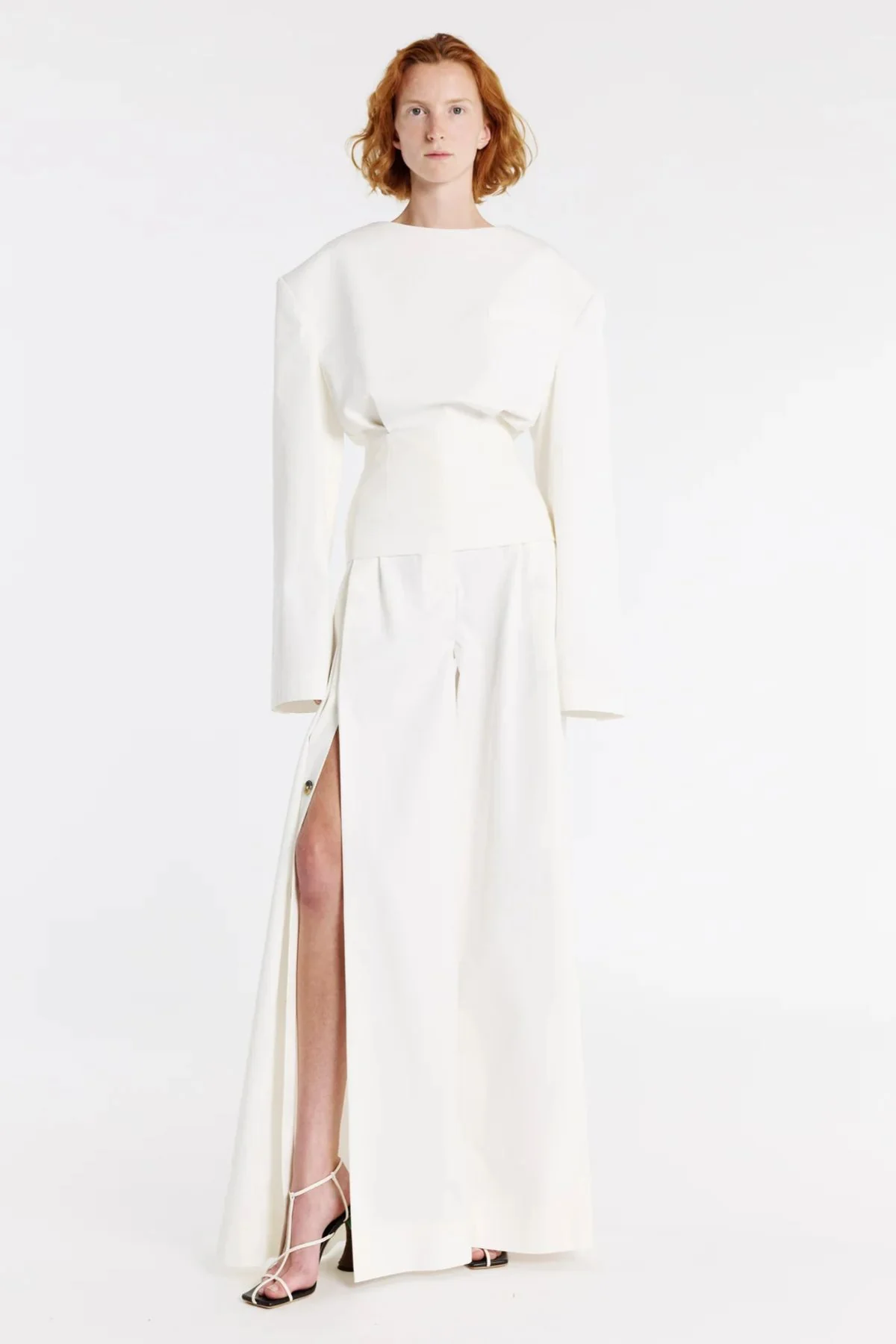 A.W.A.K.E. Mode Round Neck Tailored Top - White - Image 2