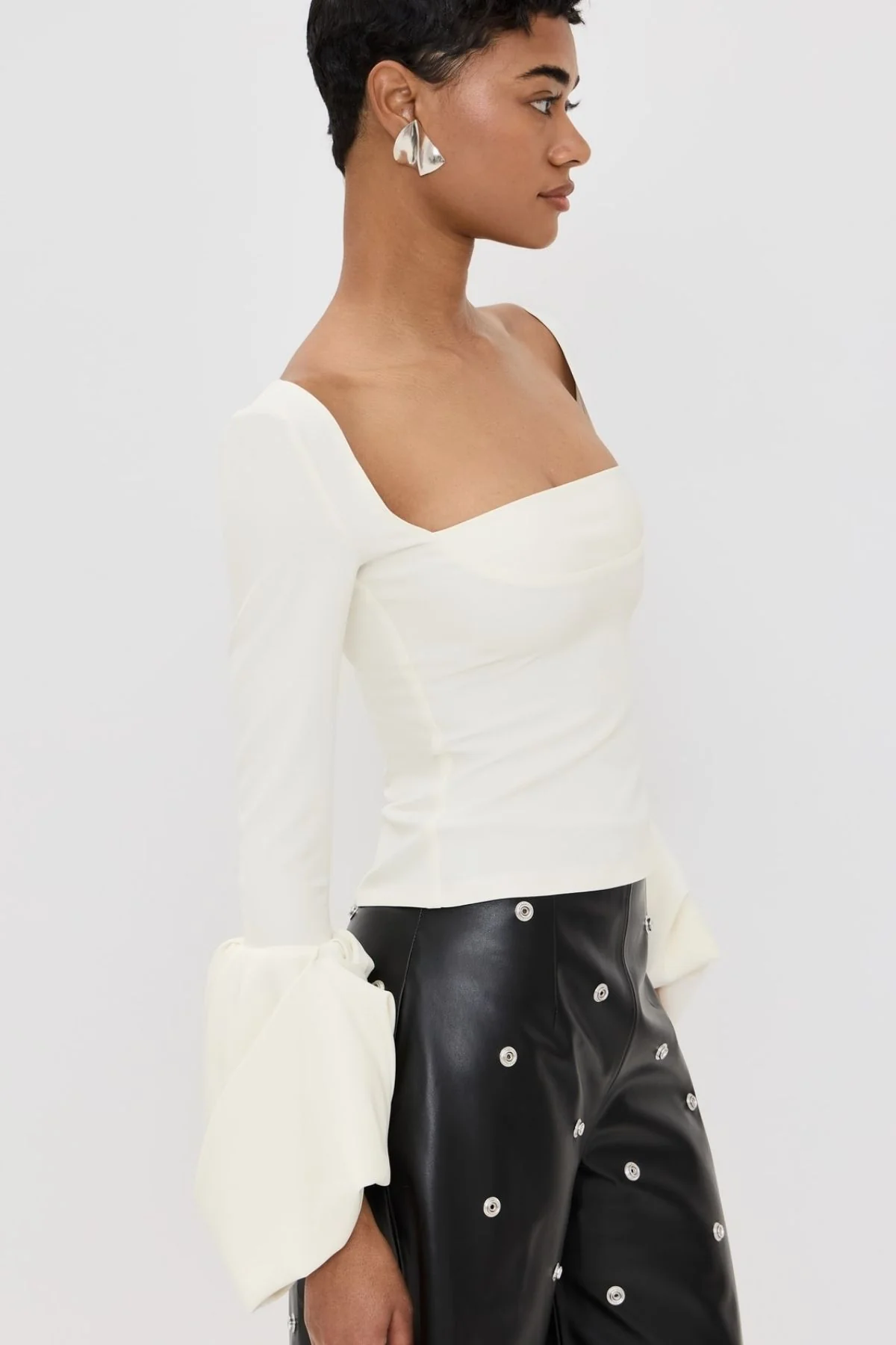 A.W.A.K.E. Mode Square Neck Top - Ivory - Image 6