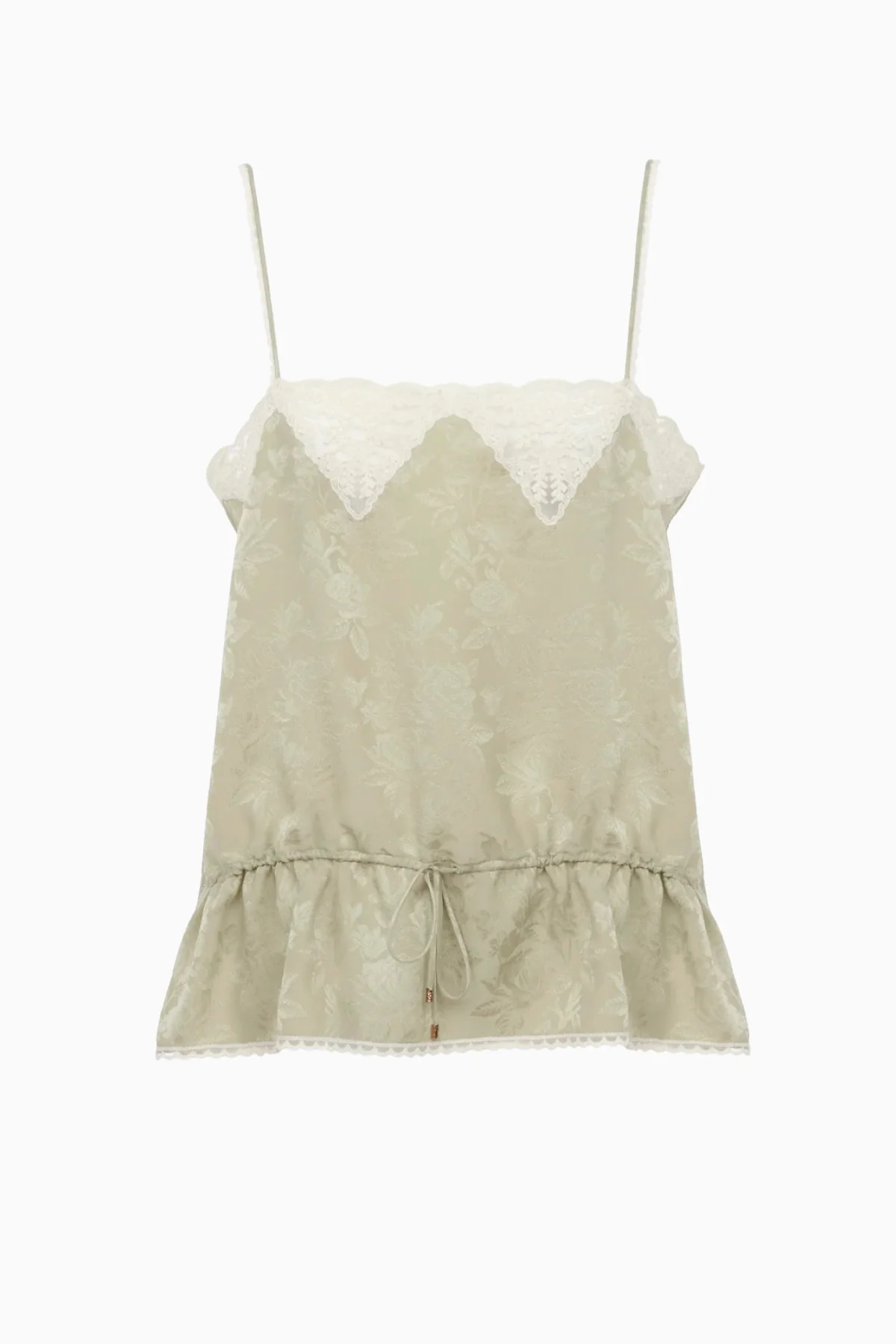 Chloé Jacquard Lace Trim Camisole - Clear Green