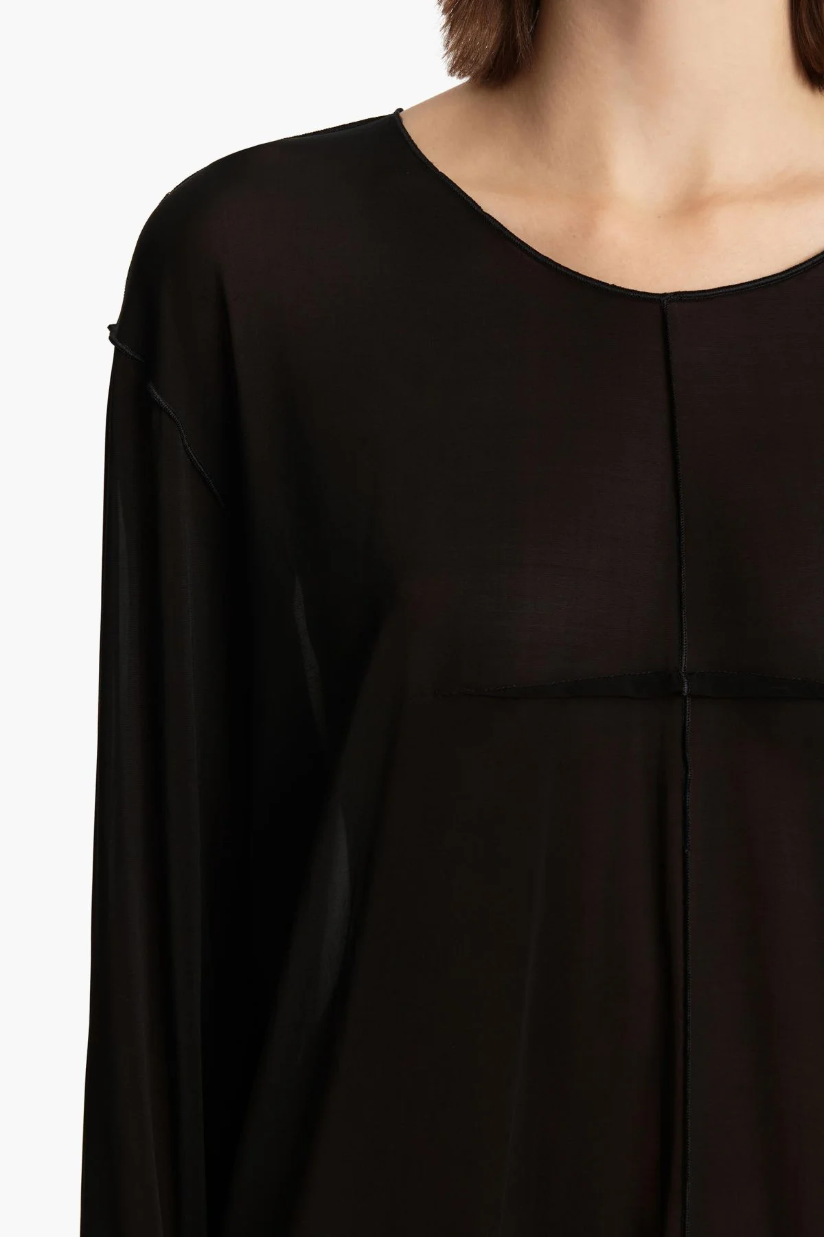 KHAITE Kit Top Sheer Long Sleeve Lightweight Stretch - Black - Image 3