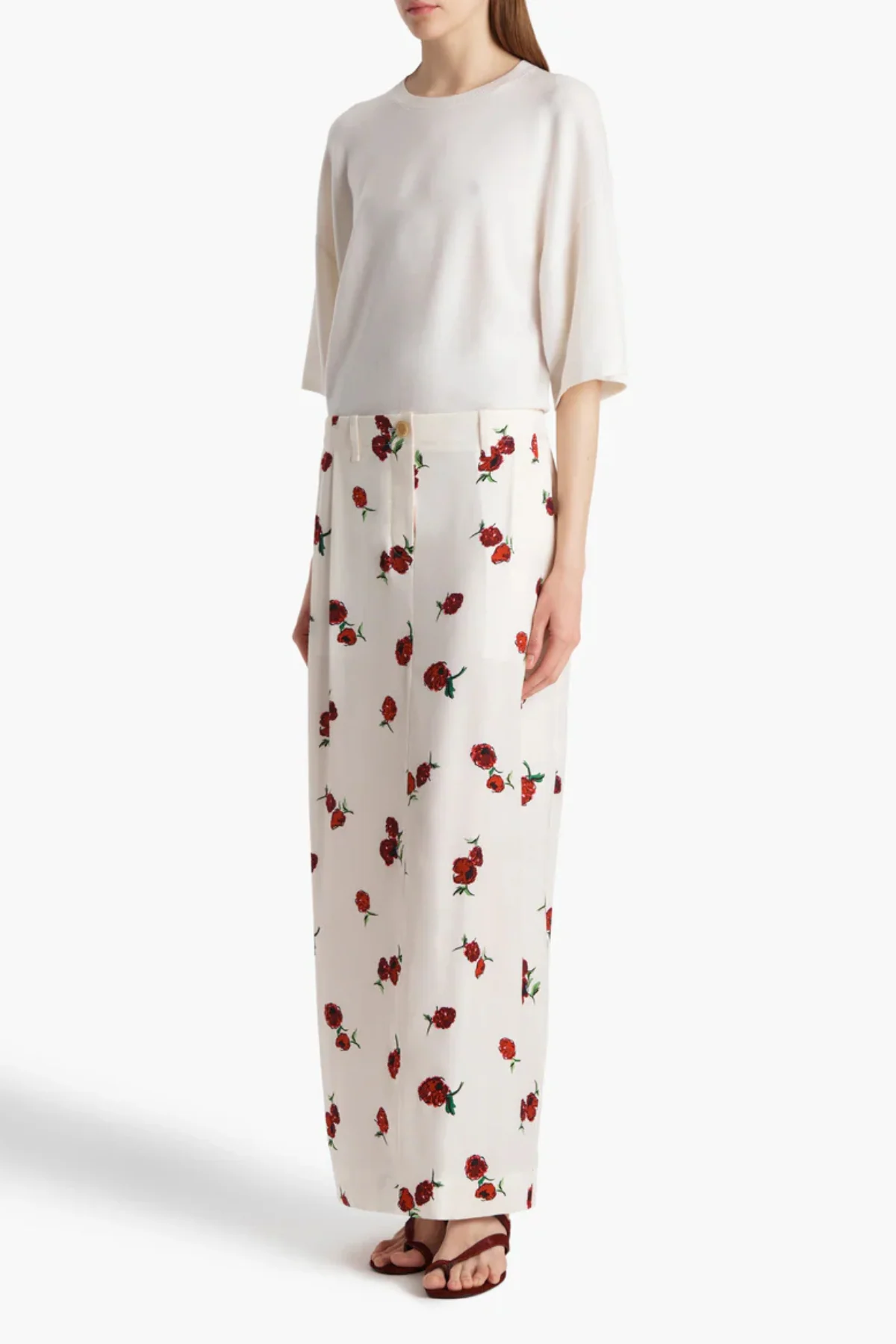 KHAITE Lucian Skirt - Raspberry/ Cream - Image 2