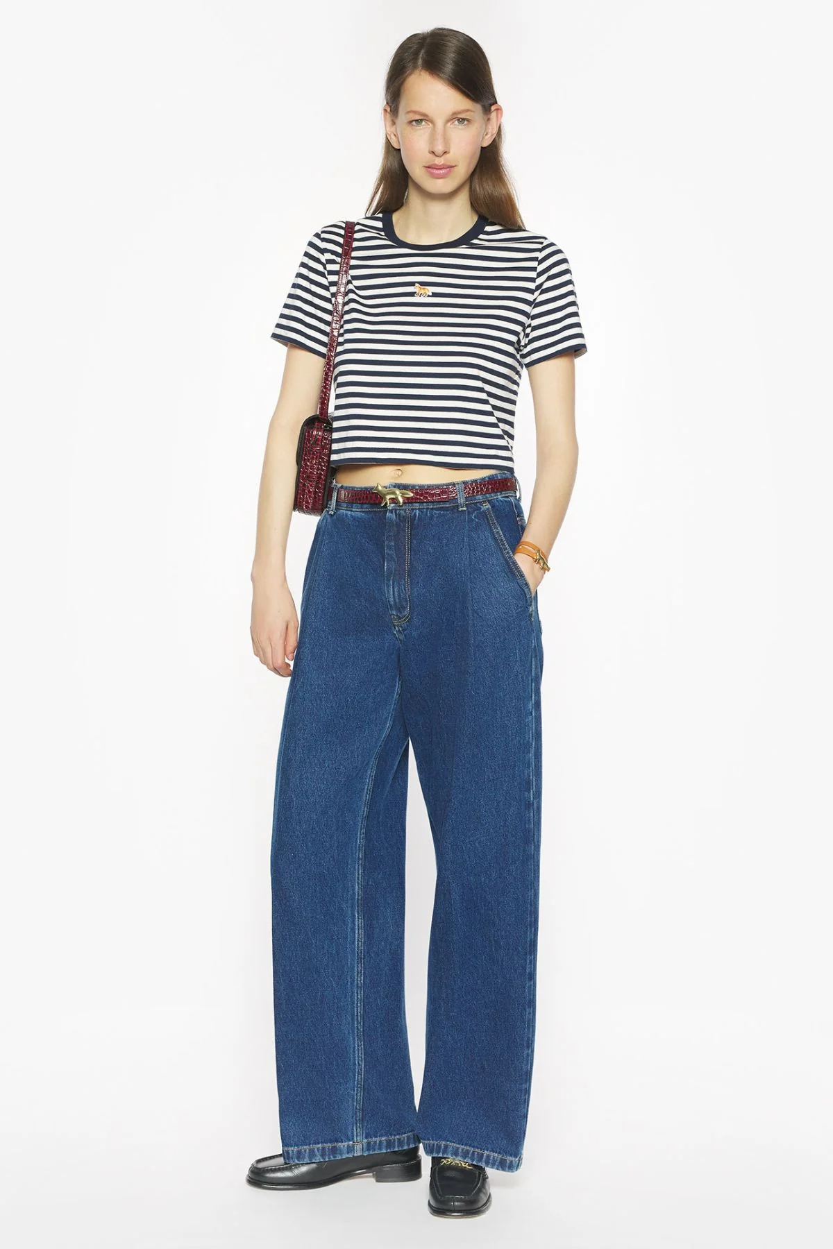 Maison Kitsuné Baby Fox Striped Tee - Dark Navy - Image 2
