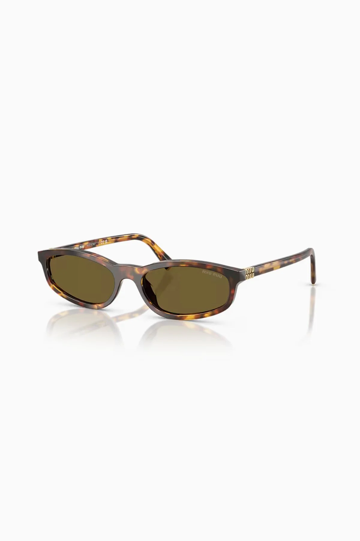 Miu Miu Irregular Sunglasses - Honey Havana/ Dark Brown - Image 4