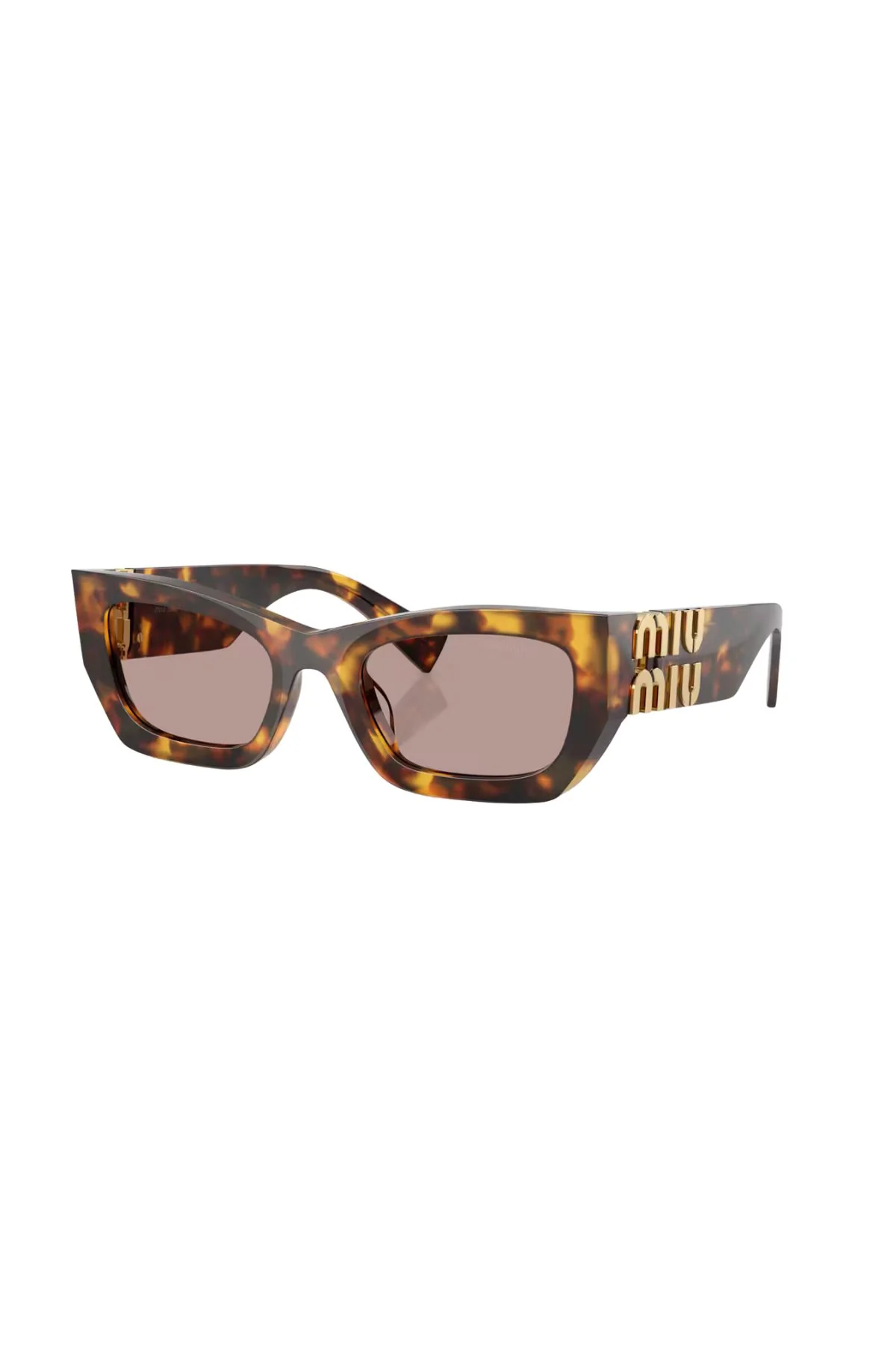 Miu Miu Rectangular Frame Sunglasses - Honey Havana/ Light Purple Brown - Image 2
