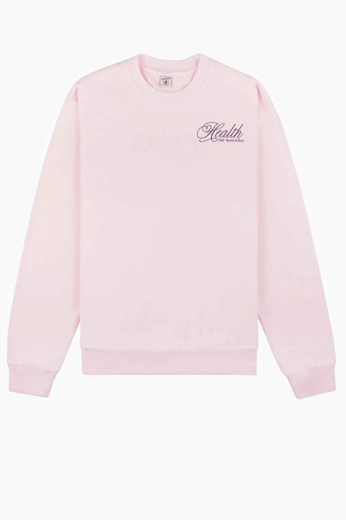 Sporty & Rich Health Script Crewneck - Pink Dolphin