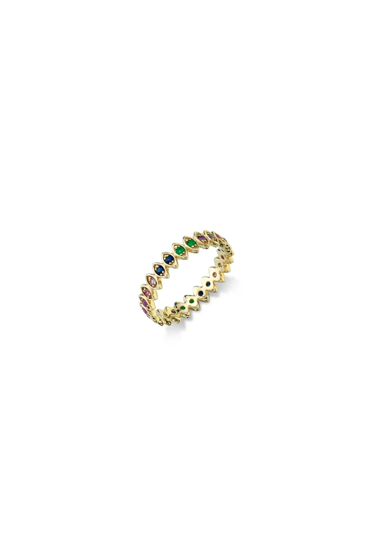 Sydney Evan Rainbow Vertical Marquis Eternity Ring - Yellow Gold - Image 2