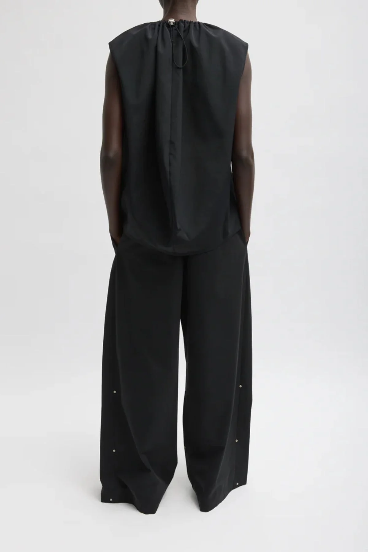 Tibi Bio Twill Triple Pleat Pant - Black - Image 2