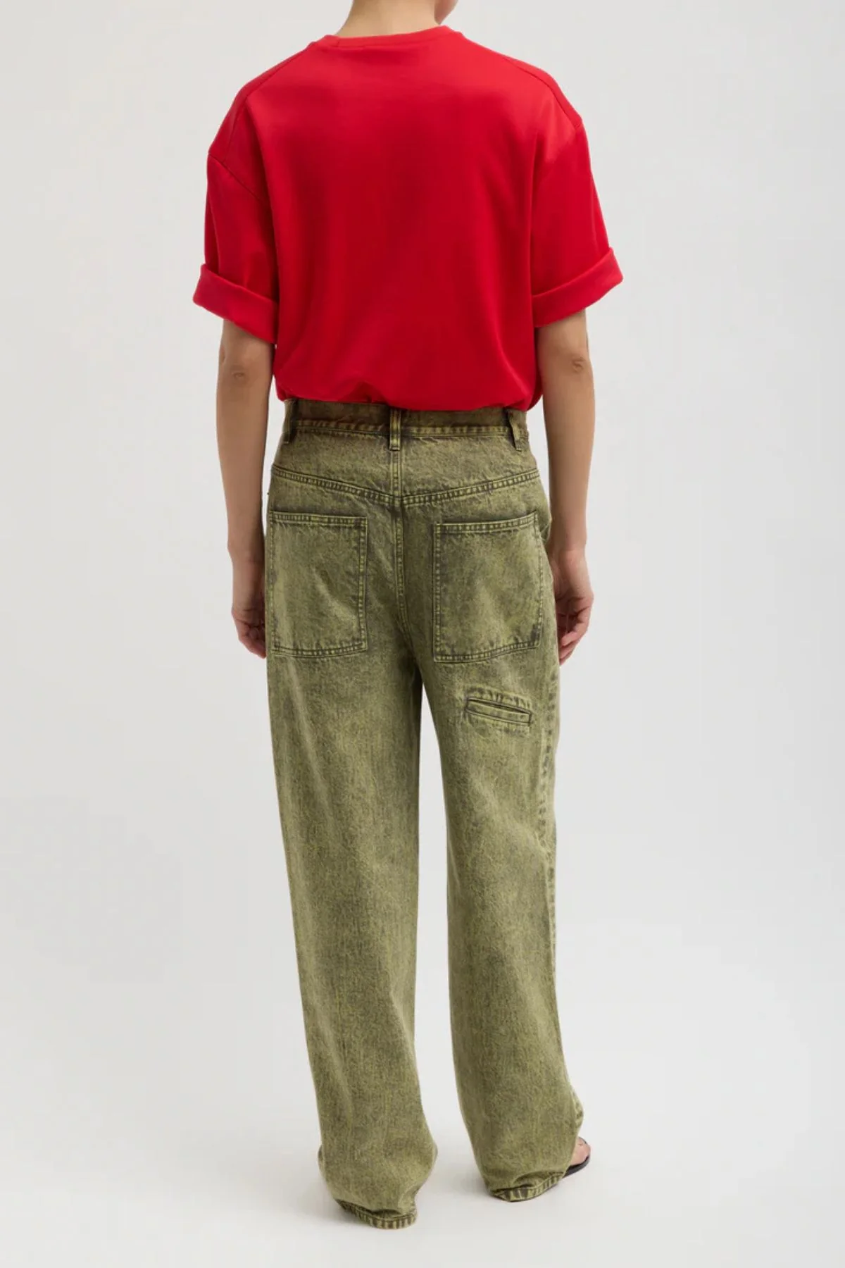 Tibi Lab Washed Denim Dennis Jean - Acid Yellow - Image 3
