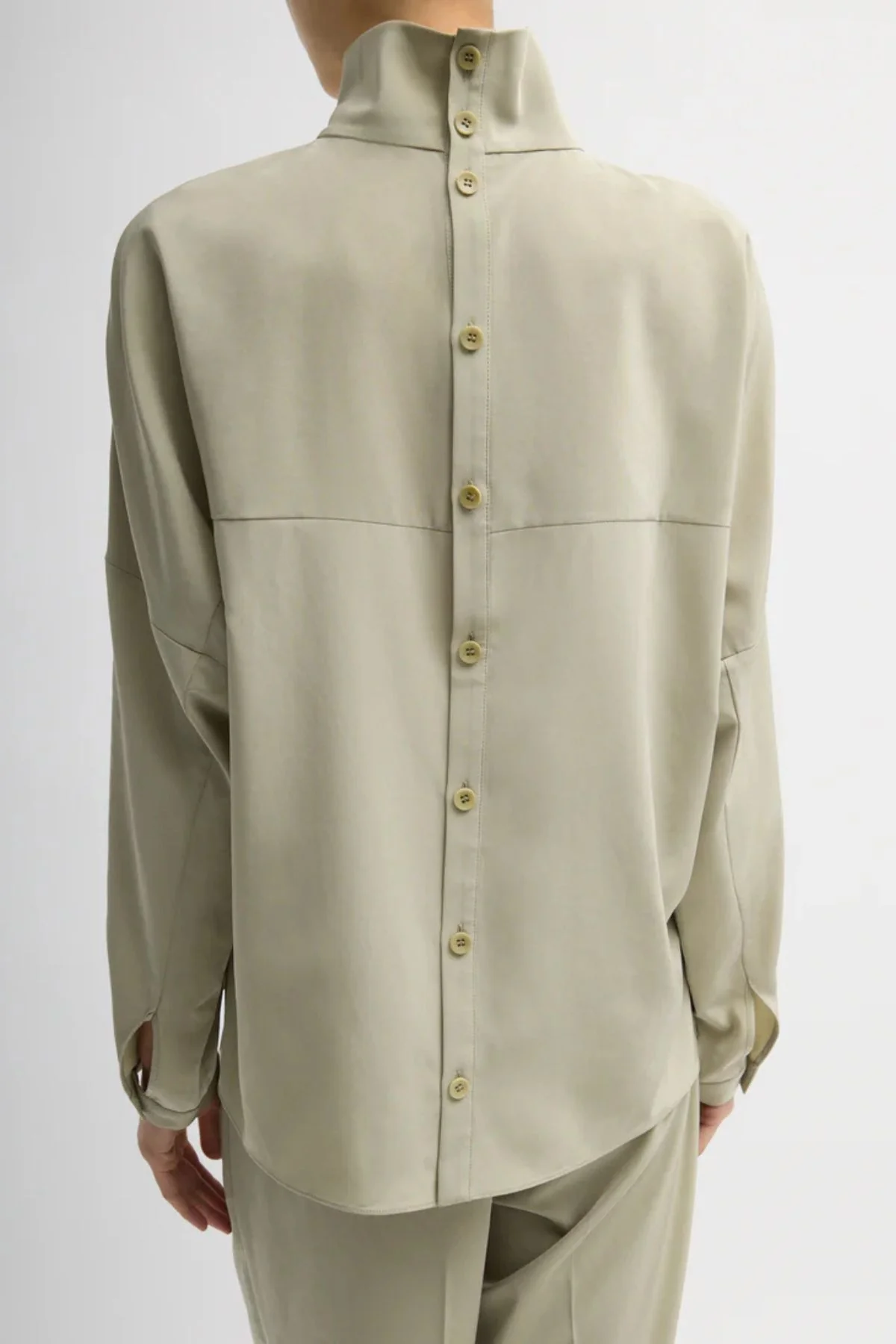 Tibi Relaxed Suiting Dolman Top - Moss Grey - Image 3