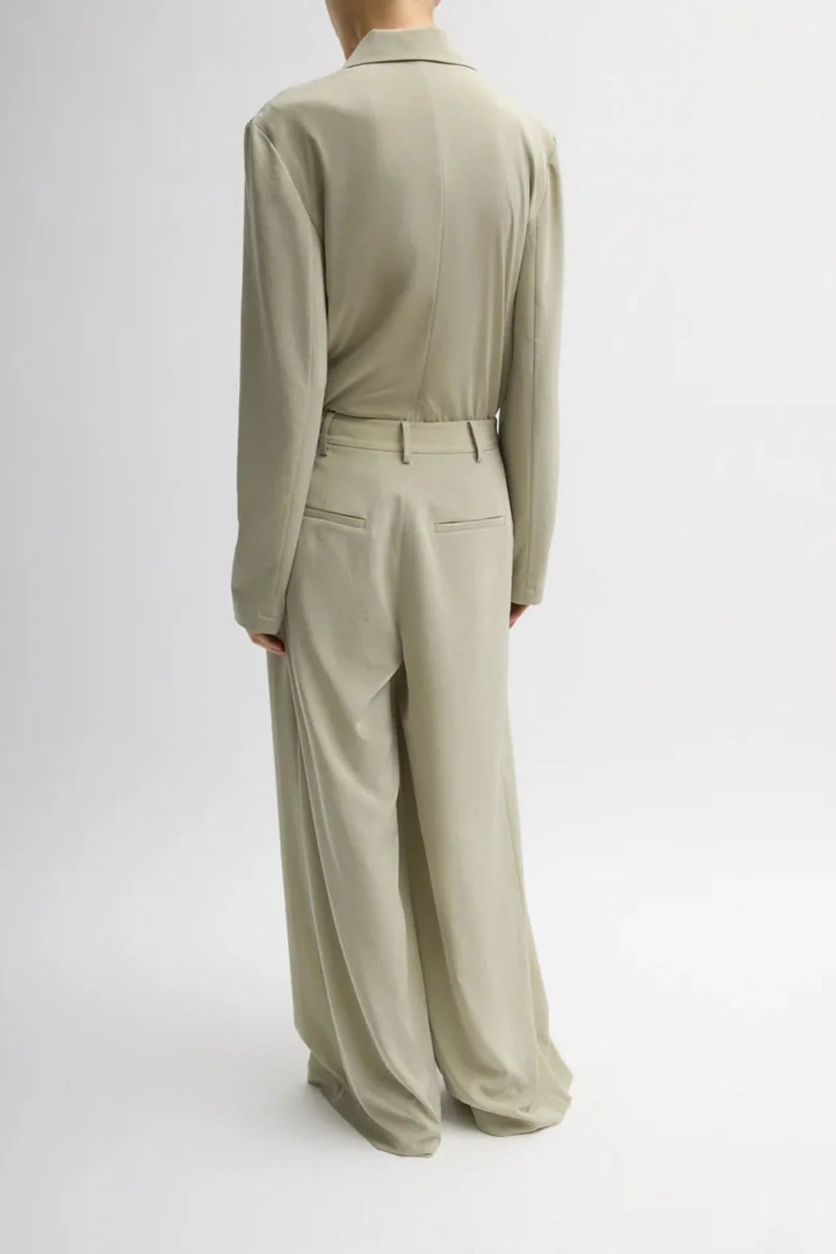 Tibi Relaxed Suiting Triple Pleat Pant - Moss Grey - Image 2
